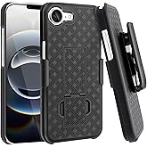 Fingic for iPhone 16e Case with Belt Clip Holster Case Slim Combo Shell with Kickstand Swivel Holster Rugged Shockproof Antiscratch Fullbody Protective Case for iPhone 16E 4th Gen,6.1 inch,2025,Black