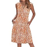 AUSELILY Womens Summer Dresses 2026 Sleeveless V Neck Wrap Floral Sundress with Pockets