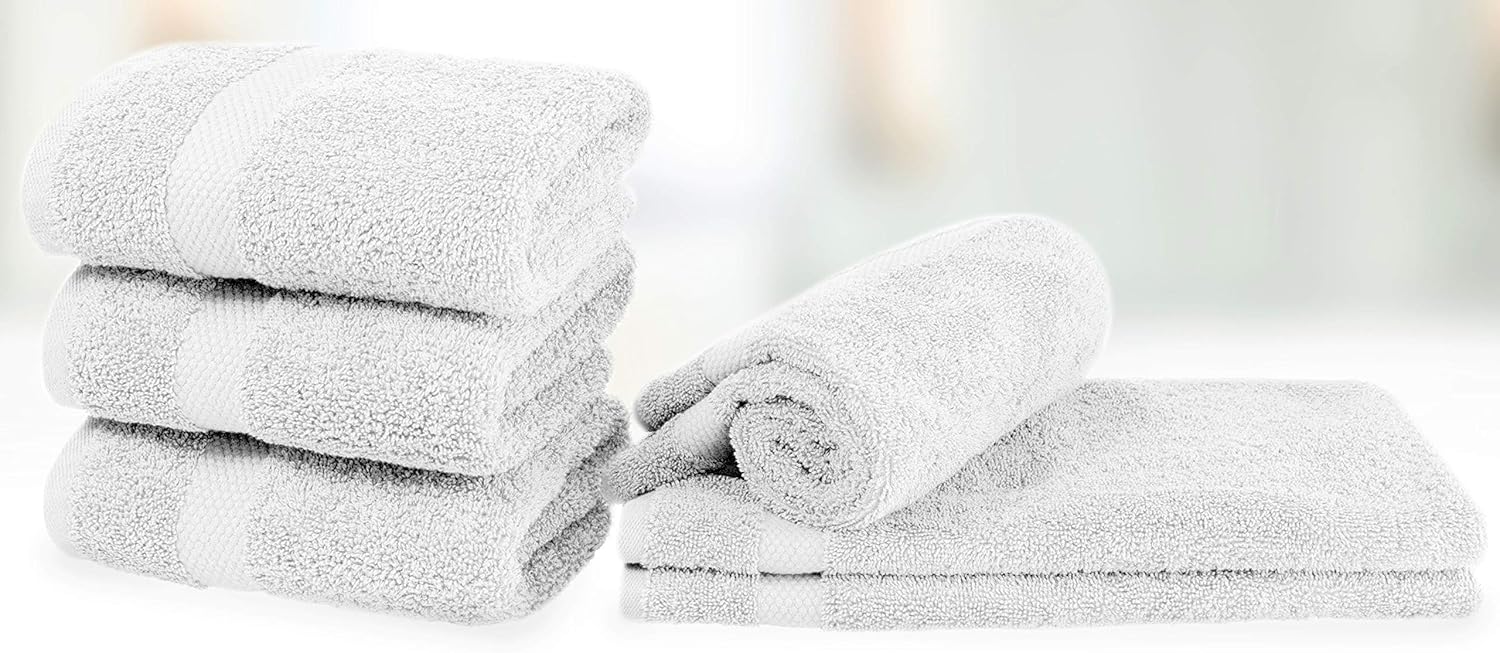 Luxury White Hand Towels - Soft Circlet Egyptian Cotton | Highly Absorbent Hotel spa Bathroom Towel Collection | 16x30 Inch | Set of 6: Kitchen & Dining