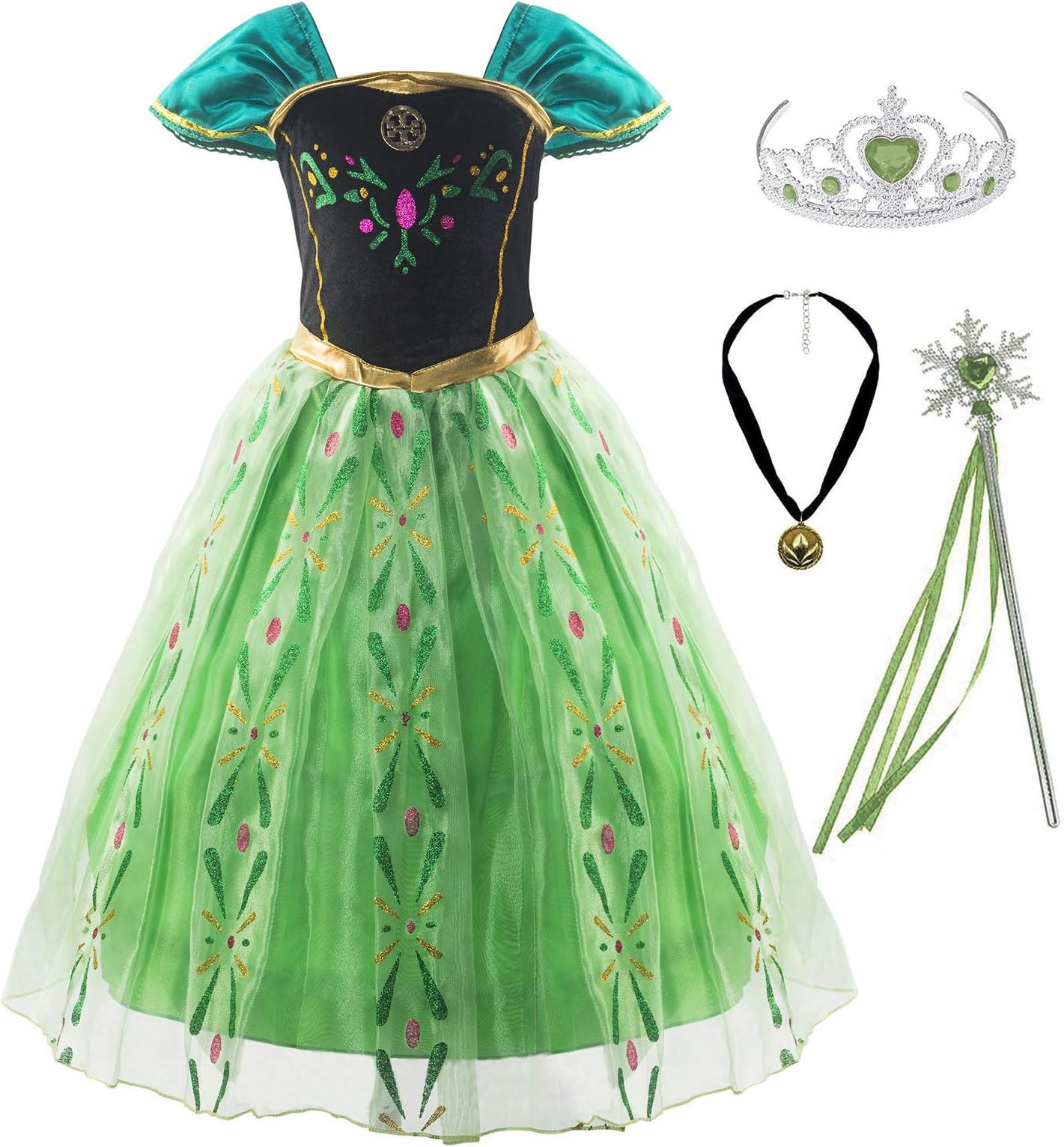 KABETY Girls Princess Anna Dress Snow Queen Elsa Costume Party Dress