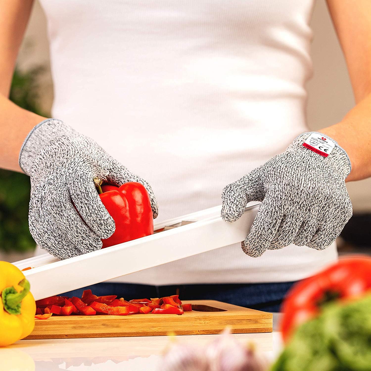 NoCry Cut Resistant Gloves - Ambidextrous, Food Grade, High Performance Level 5 Protection. Size Medium, Complimentary Ebook Included - - 