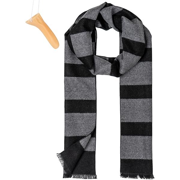 Amazon.com: Dxhycc Black and Gray Striped Knit Scarf and Fake Long