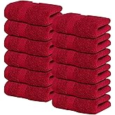 Infinitee Xclusives Luxury Wash Cloths for Showering [13x13] – 100% Cotton Washcloths [Pack of 12], Soft and Absorbent Face Towels for Bathroom Wash Clothes, Gym, and Spa (Burgundy)