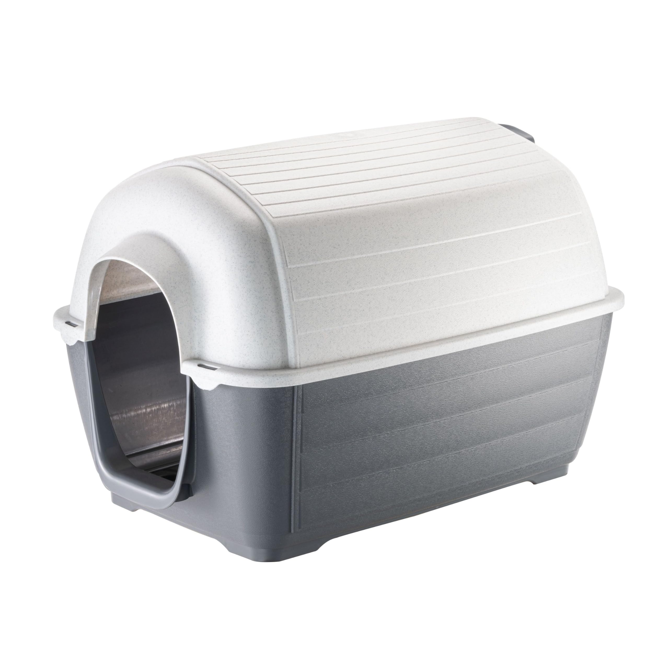 Ferplast Outdoor Dog Kennel Kenny 01 Dog House Made of Impact and UV-Resistant thermoplastic Resin, Liquid Drain System, Ventilation Grill, Can be dismantled for Cleaning, 50 x 78 x h 50 cm