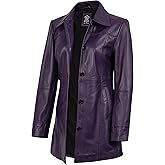 Blingsoul Womens Leather Jacket - Vintage Style Long Leather Jacket Women