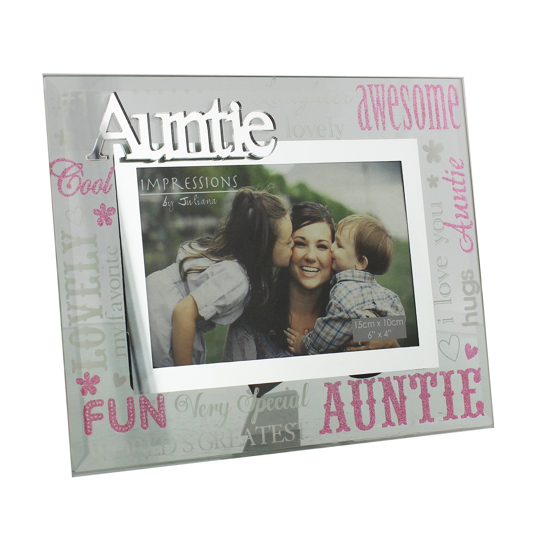 Oaktree Gifts Glass Frame 3D Words Auntie 6 x 4 Photo Frame