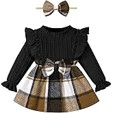 Baby Girl Clothes Infant Dress Plaid Ruffle Long Sleeve Dresses + Headband Cute Fall Winter Baby Dress