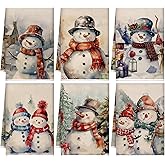 Geyoga 6 Pcs Winter Kitchen Towels Snowman Snowflakes Dish Xmas Gnomes Hand Towels Winter Holiday Soft Absorbent Tea Dishcloths for Hotel Kitchen Bathroom Xmas Gifts