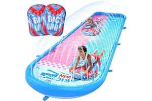 JCLEAL 2-in-1 Slip and Slide,16.6 FT Splash Pad Water Slide for Kids Ages 3+ Lawn Water Splash with 2 Bodyboards Built in Sprinkler Pool for Backyard Summer Water Fun Toy