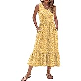 AUSELILY Womens Maxi Dress 2026 Sleeveless Summer Dresses V Neck Casual Tiered Sundresses with Pockets