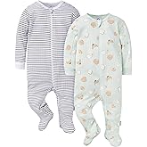 Gerber baby-girls Baby Unisex 2-pack 2-way Zip Textured Sleep 'N Play