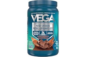 Vega Protein + Supergreens - 20g Plant-Based Pea Protein with Veggies, Chocolate, 19 Servings, Vegan Keto, Non-GMO, Gluten Fr