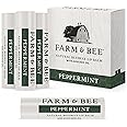 Natural Lip Balm - Organic & Natural Ingredients - Beeswax Based Moisturizing Lip Care Chapstick for Chapped Lips - Great Gift Idea - Farm & Bee - 0.15oz (Pack of 4 - Peppermint)