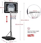 Yaheetech Portable Basketball Hoop Stand 7.7-8.7ft 32'' Backboard 2 Wheels view 3