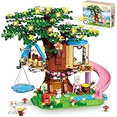 Treehouse Building Set Compatible with Friends, 731PCS Girls Forest Tree House Building Kit Toys with LED Light, Cat, Slide and Sky Hammock, Christmas Birthday Gifts for Kids Girls 6-12 Years Old