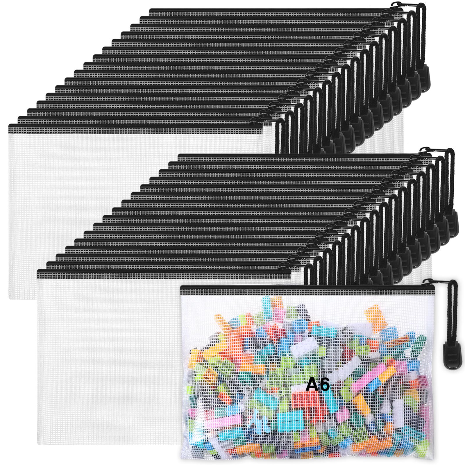 Photo 1 of Jetec 32 Pcs Mesh Zipper Bags Toy Storage Bikini Organizer Bag Bolsas Para Guardar Trajes De Baño Waterproof Zipper Reusable Pouch Puzzle Multipurpose for Storage Office(Black,7.5 x 5 Inch)