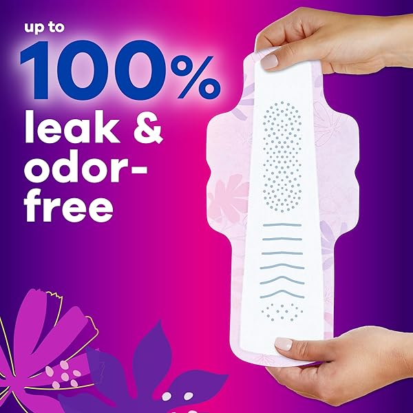 ALWAYS RADIANT FLEXFOAM PADS FOR WOMEN, SIZE 5, EXTRA HEAVY OVERNIGHT ABSORBENCY, WITH WINGS, SCENTED, 18COUNT
