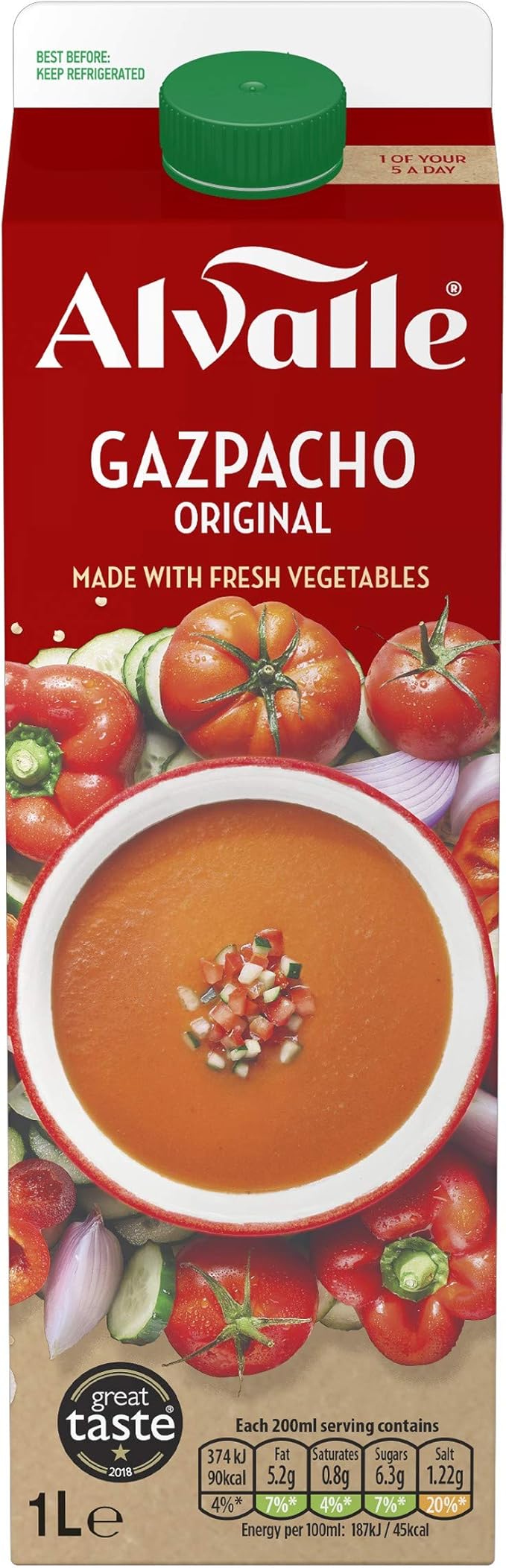 Alvalle Gazpacho Soupe Froide De Legumes Frais La Brique De 1l Amazon Fr Epicerie