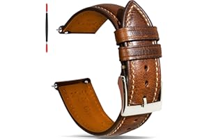 Gomvadr Quick Release Leather Watch Band 14mm 16mm 18mm 19mm 20mm 21mm 22mm 24mm,Vintage Oil Wax-tanned Pull-up Men's Watch Bands Replacement Leather Watch Straps for Men Women