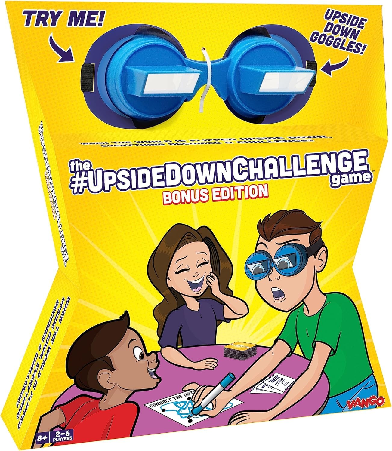 Photo 1 of *Missing Goggles* Vango The UpsideDownChallenge Game for Family & Kids - Fun Challenges with Upside Down Goggles - Hilarious for Game Night & Parties - 2-6 Players, Ages 8+ (Bonus Edition)