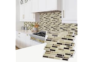 12" x 12" Peel and Stick Self Adhesive Kitchen Backsplash,Stick On Tile Backsplash for Kitchen & Bathroom(10 Sheets)