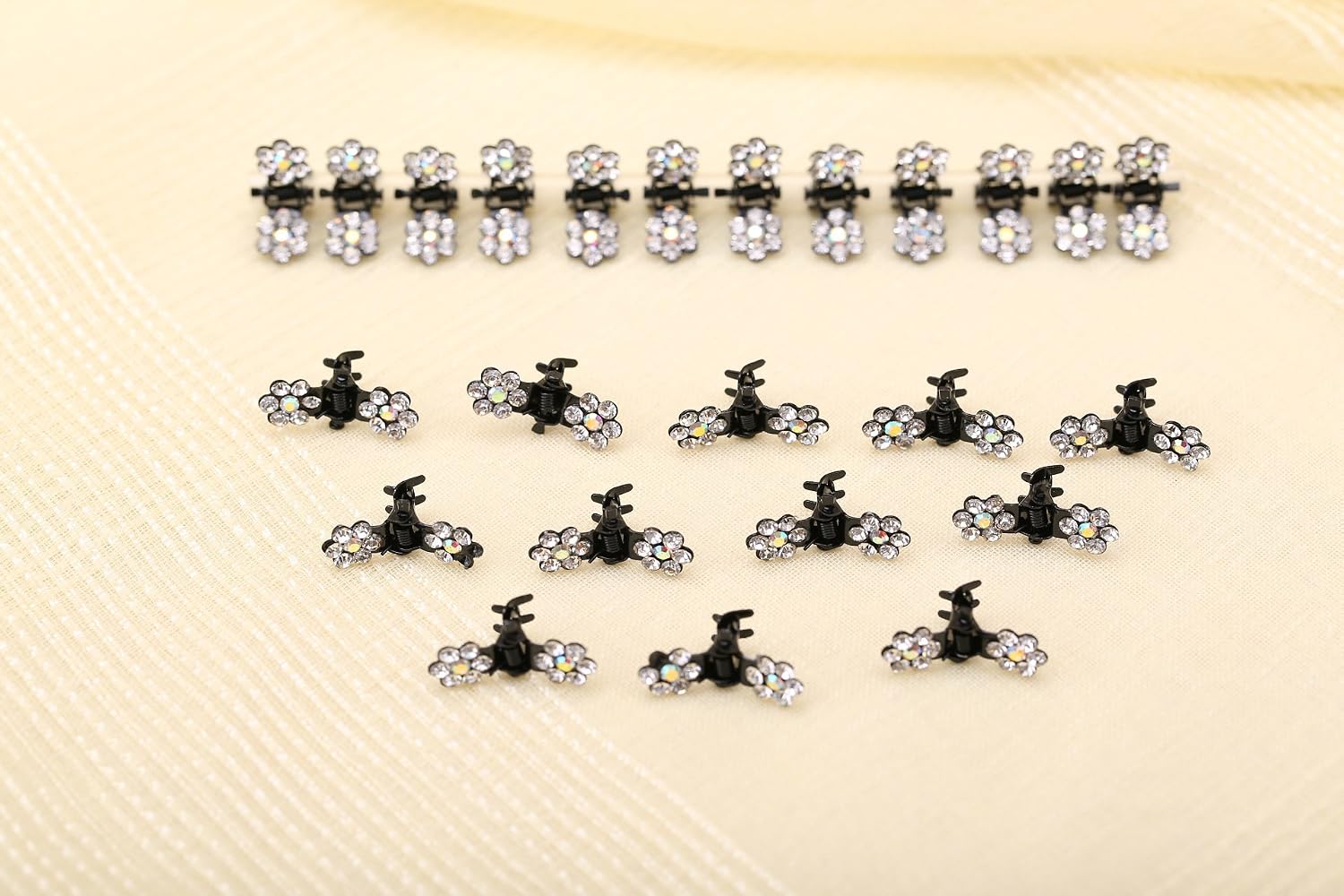 Mini Hair Clips for Girls 18pcs Elegant Rhinestone Flower Claw Clips Sparkly Hair Clips Wedding Party Prom Accessories - Image 3