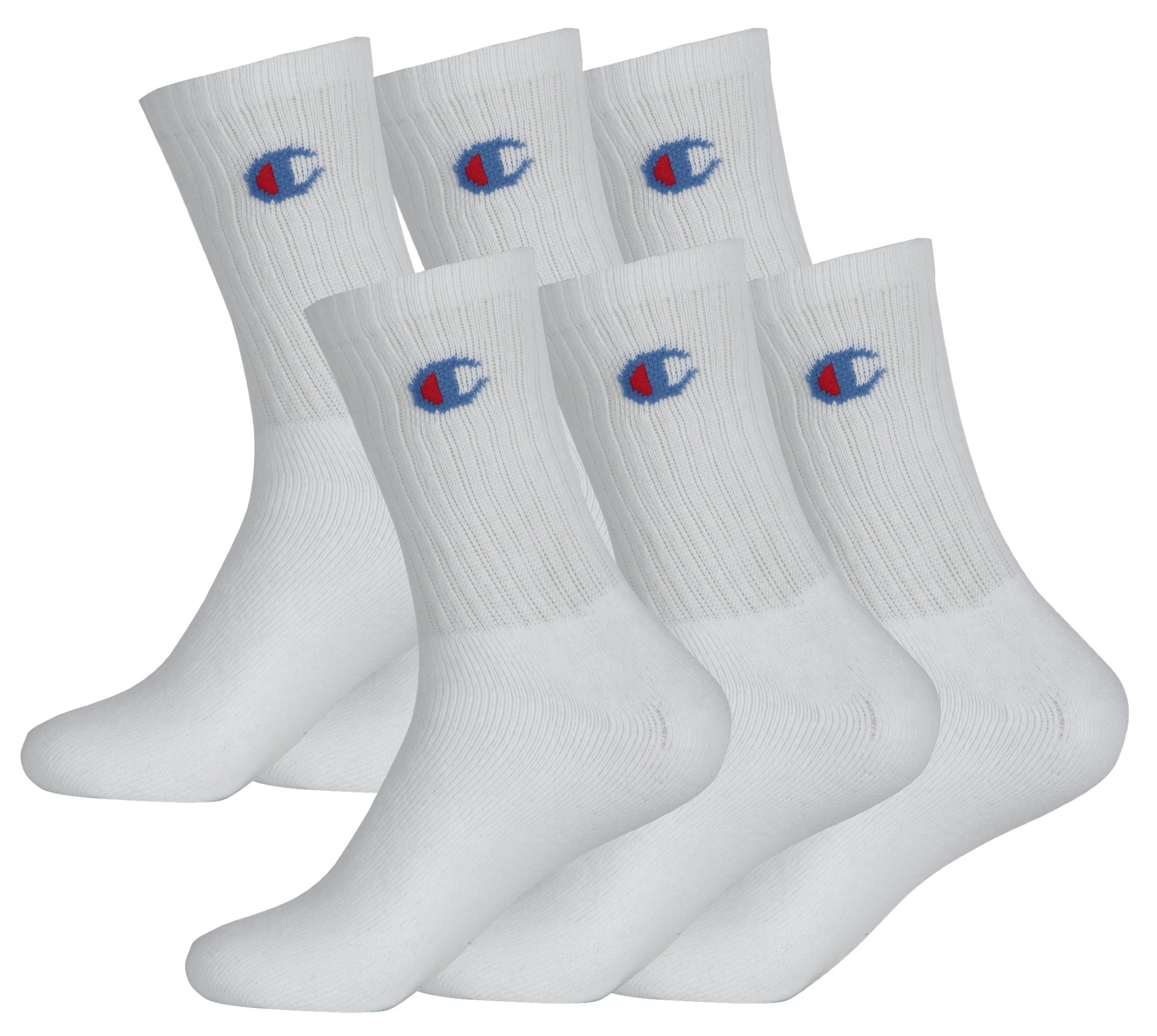 Champion Sports Socks (Pack of 6), White, 9-11 UK (43-46 EU)