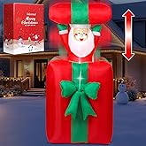 6FT Christmas Santa Claus in The Giant Gift Box Inflatables Up and Down, Christmas Blow Up Yard Decorations with Built-in LED Lights for Lawn Street Garden Xmas Holiday Party, Instant Inflate