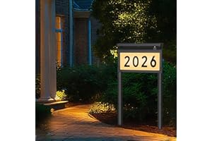 Lacasa Solar Address Sign for House, Double Sided LED House Numbers with 3 Color Modes, Waterproof Solar House Address Plaque for Yard, Street, Mailbox, Driveway