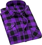 Cromoncent Men's Casual Plaid Flannel Long Sleeve