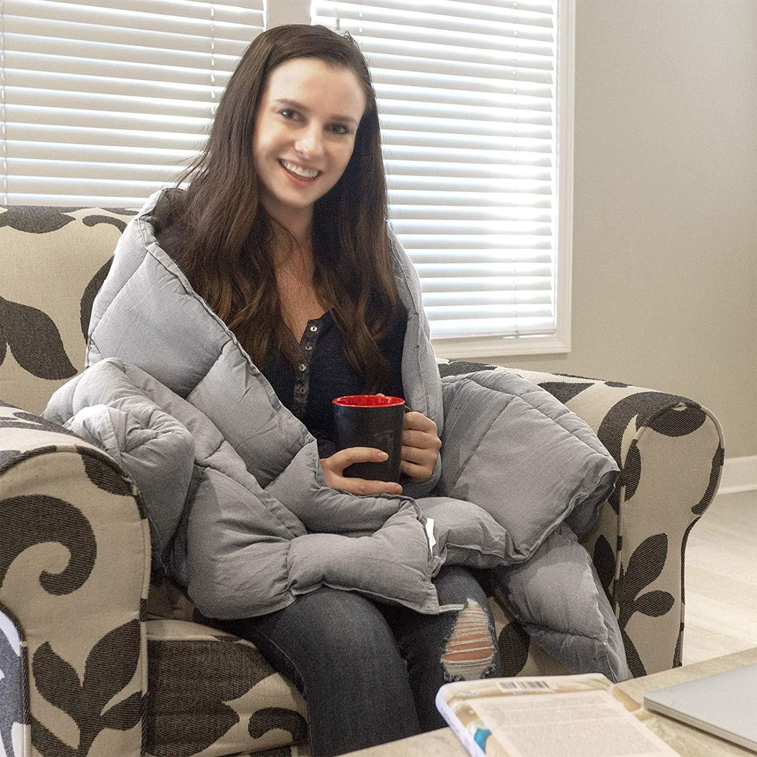 HomGarden Weighted Blanket for Adult 15lbs (48"x72",Twin Size) Individual Heavy Blanket Cotton Fits Full Size Beds for All Seasons