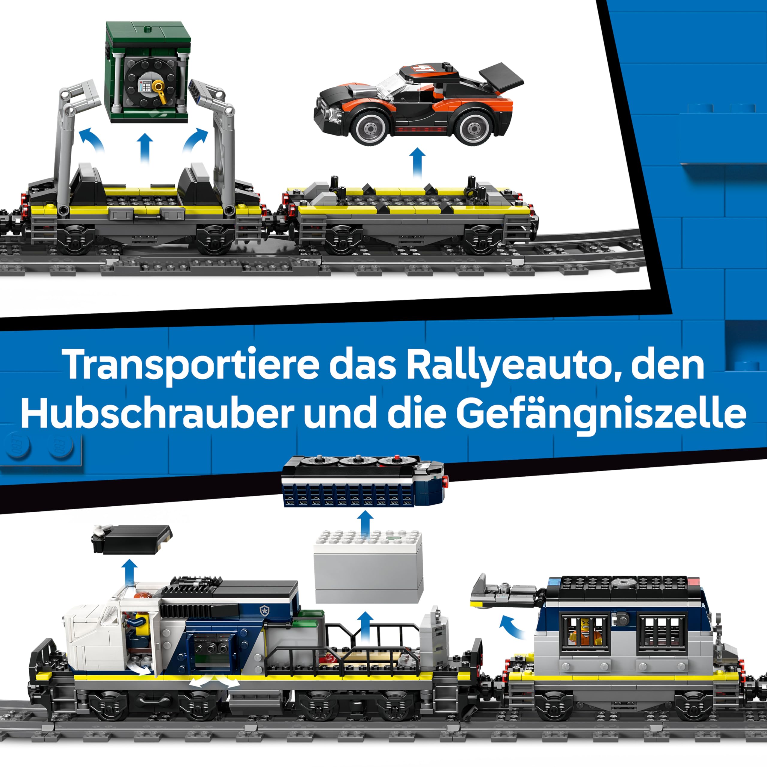 LEGO City Überfall auf den Polizeizug - Ferngesteuerter Spielzeug Zug - Modellbau mit kreisförmiger Strecke, Helikopter, Rallyeauto und 6 Minifiguren - Geschenk für Jungen ab 7 Jahren - 60508 5
