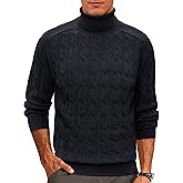 Cotrasen Men's Turtleneck Sweater Long Sleeve Cable Knit Sweater Casual Fall Winter Warm Twisted Pullover Sweaters
