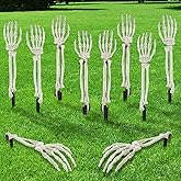 DIYDEC 10 PCS Halloween Skeleton Arm Decor White Hands Stakes for Outdoor | Skeleton Arm Yard Sign for Garden Lawn Graveyard Decor Outdoor Indoor Party Supply