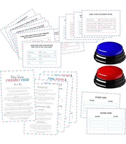 Baby Shower Family Feud Game Cards - Pack Of 30 Cards + Answer Key, Fun Group Game For Boys Or Girls Showers