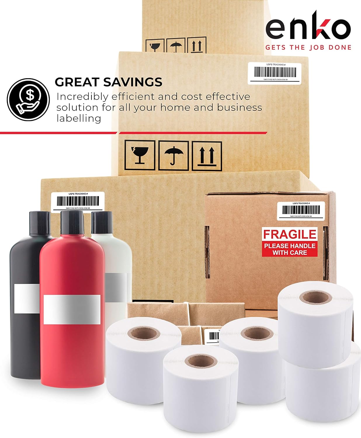 enKo (6 Rolls, 1320 Labels) Address & Shipping Labels 30323 (2-1/8 x 4") Compatible for Dymo LabelWriter : Office Products