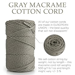 MB Cordas Gray Macrame Cord 3mm * 147yd Cotton Rope