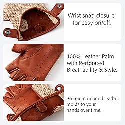 Hanotolo Fingerless Driving Gloves for Men– Soft