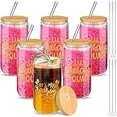 Yetene 6 Set Birthday Party Glass Cups with Lids and Straws 16 oz It's My Birthday Wine Glasses Birthday Squad Can Shaped Beer Glass for 20th 30th 40th 50th 60th Birthday Party Favor for Women