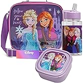 Get Trend Disney Frozen Kids Lunch Bag Set 3 Pc with Leak Proof Water Bottle and Small Lunch Box Insulated for School Daycare or Travel (Frozen)