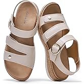Women Sandals with Arch Support Open Toe Flat Sandals Walking Comfy Casual Adjustable Summer Sandal