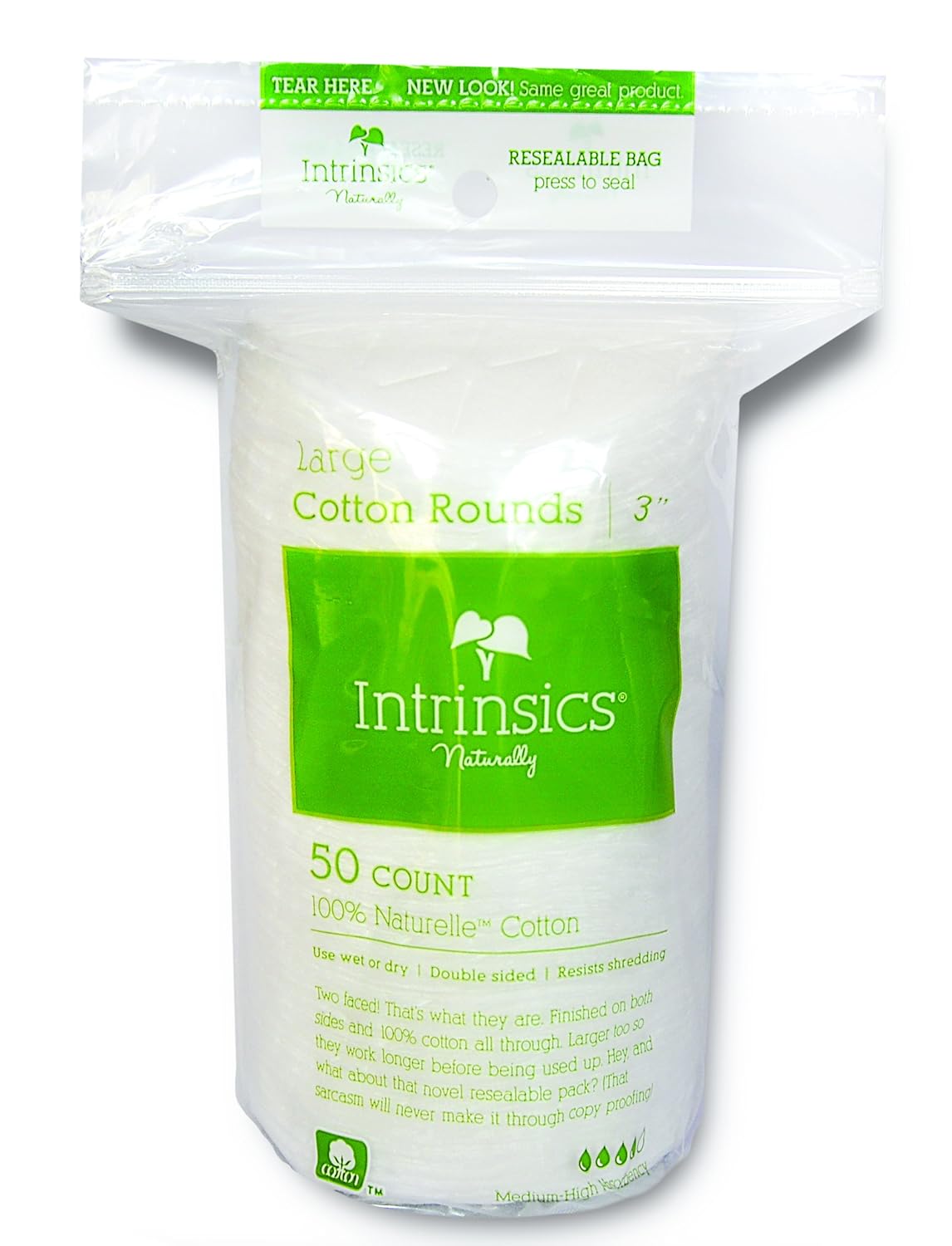 Intrinsics Large Cotton Rounds 3", 100 Naturelle Cotton, 50 Count Beauty