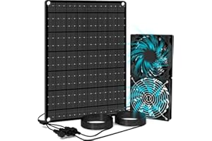 GYKZ Solar Powered Exhaust Fan Kit, High Conversion Rate Powerful Cooling & Ventilation Dual 5.5" Solar Powered Fan, Solar Fan for Shed, Chicken Coop, Doghouses, Greenhouse, IP65 Waterproof