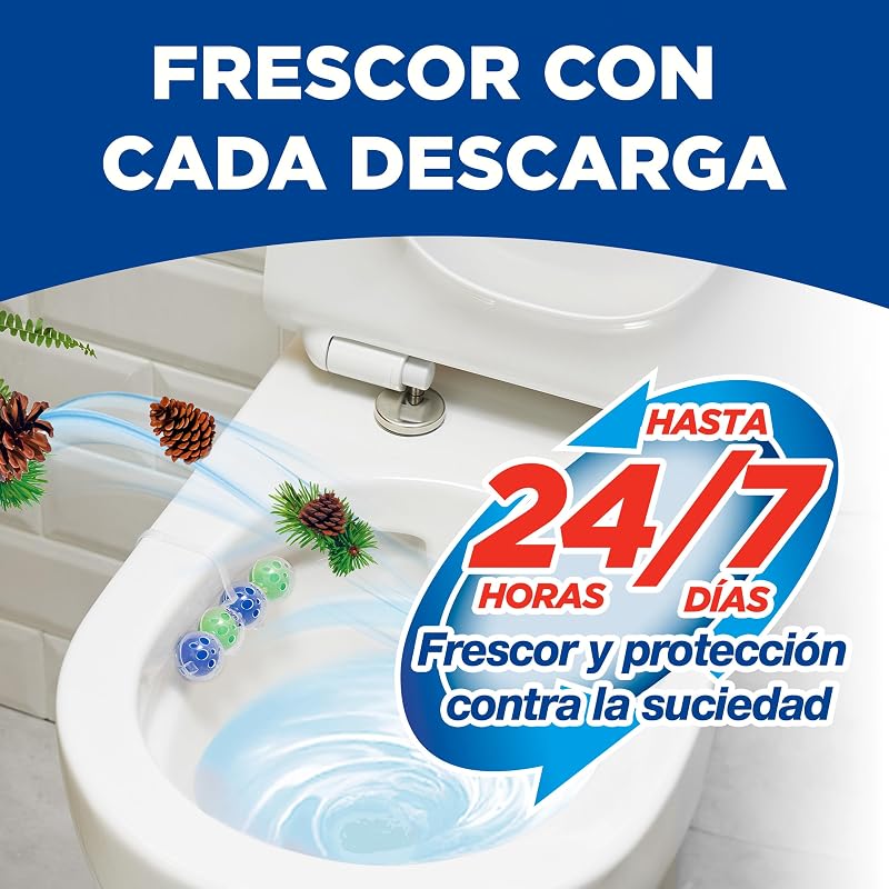 Cesto sanitário bref power activ natura (3 unidades), limpador de banheiro para um banheiro sempre limpo e fresco, limpador de banheiro com fórmula anti-calcário que remove a sujeira