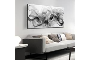 JuhaiArt Abstract Wall Art Black Picture Art Black Wall Decor White Wall Art Canvas for Living Room Bedroom Home Office Prints Artwork 24" x 48"