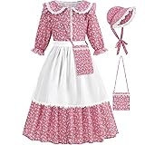 Aoiviss Girls Pioneer Costume Floral Colonial