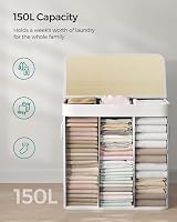 SONGMICS LCB091W01 150 L Laundry Basket with 3 Sorting Compartments Bamboo Lid view 8