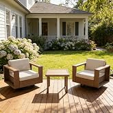 MOCHITO 3 Pieces PE Rattan Wicker All-Weather Outdoor Patio Furniture Sets | Premium PE Rattan Wicker Outdoor Modular Section