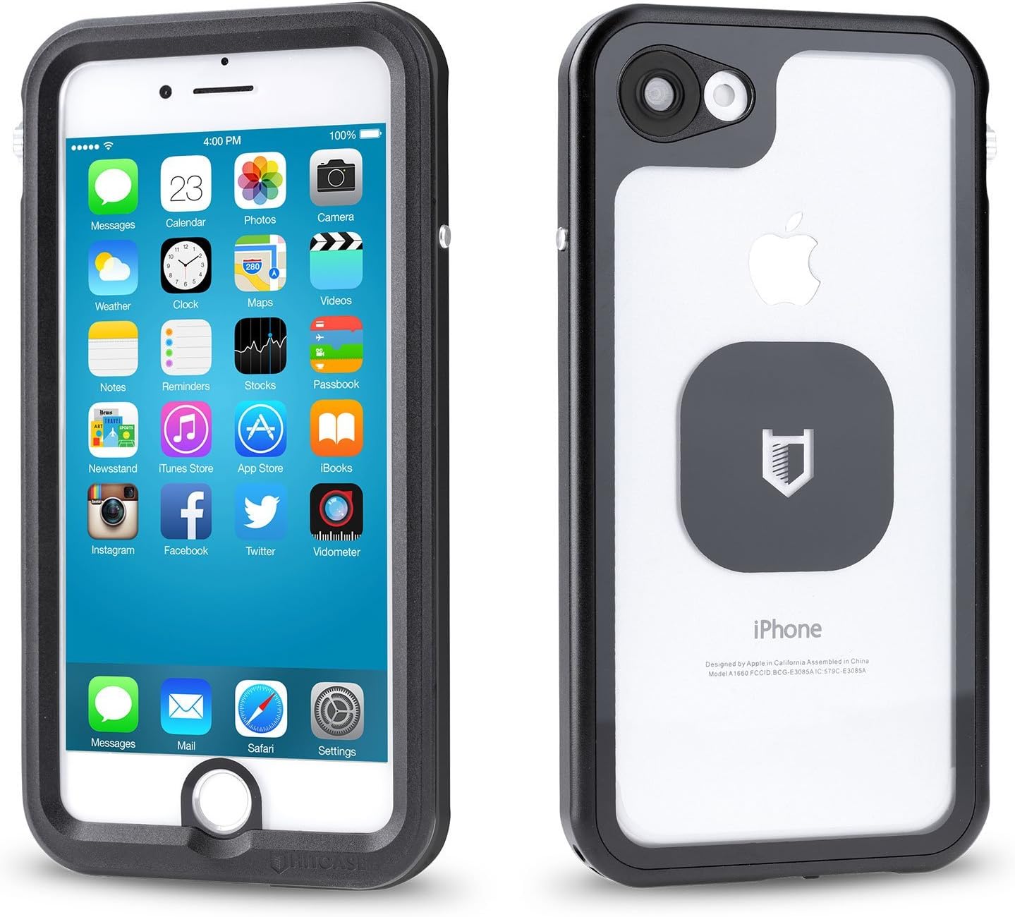HITCASE SHIELD LINK iPhone 7 / 8 Case -Thinnest Waterproof Protective Aluminum Case / Durable Mountable Snowproof Underwater Cover Compatible With Magnetic Lens Fully Sealed Screen Protector-BLACK