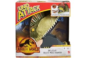 Mattel Games UNO Attack Jurassic World Domination Card Game for Kids & Family Night with Dinosaur Card Launcher, Lights & Sounds (Amazon Exclusive)